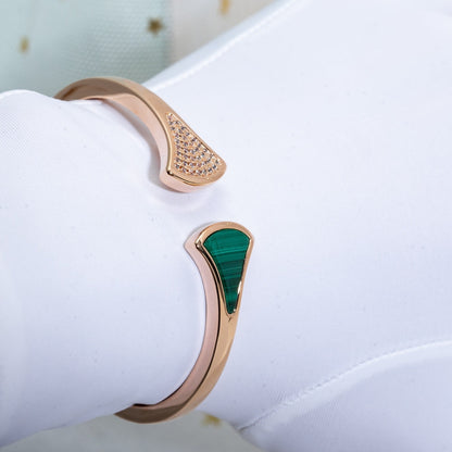 [⭐Hevara Jewelry]DREAM BRACELET OPEN MALACHITE PINK GOLD