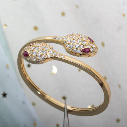 [⭐Hevara Jewelry]SERPENTI BRACELET PINK GOLD DIAMOND DOUBLE SNAKE