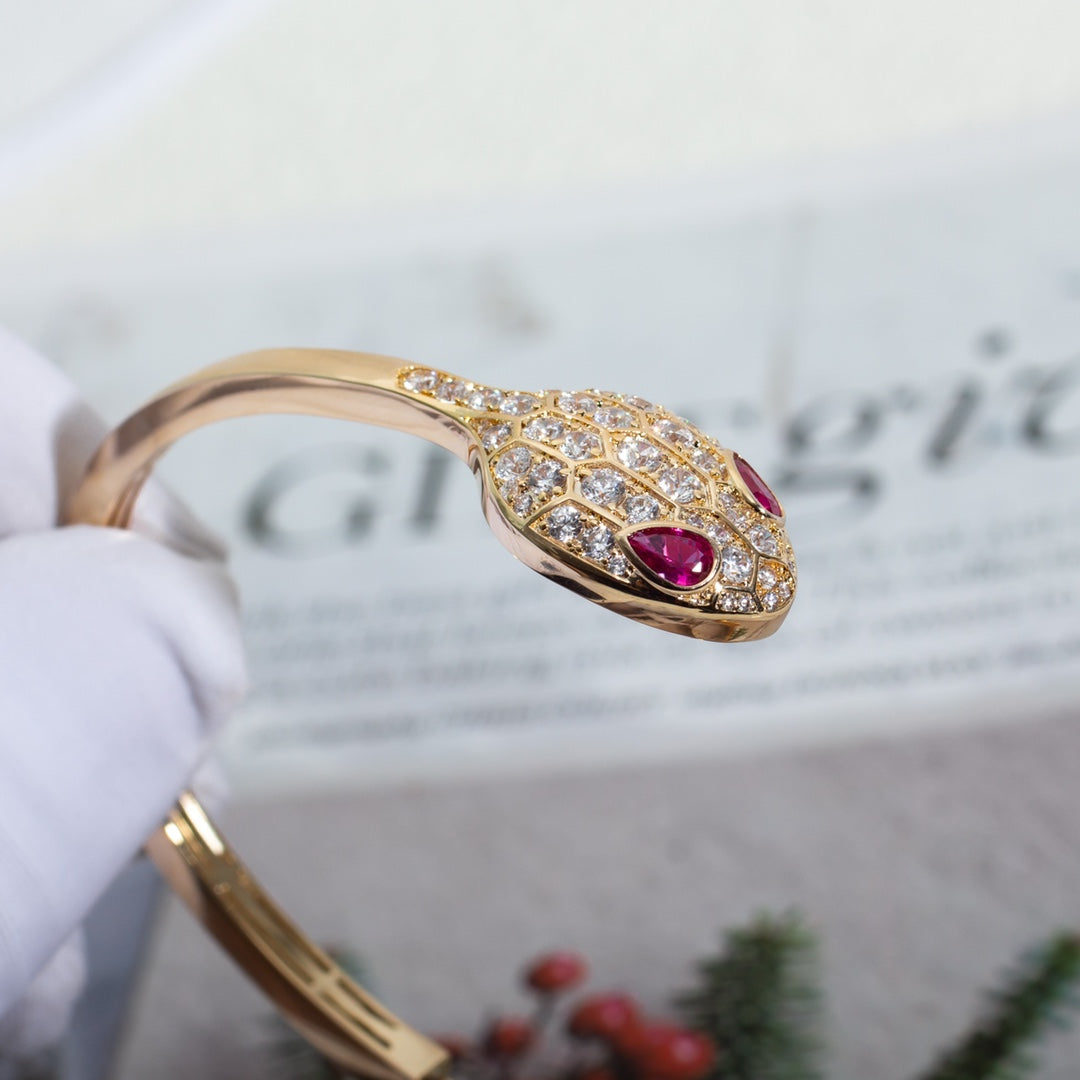 [⭐Hevara Jewelry]SERPENTI BRACELET PINK GOLD DIAMOND DOUBLE SNAKE