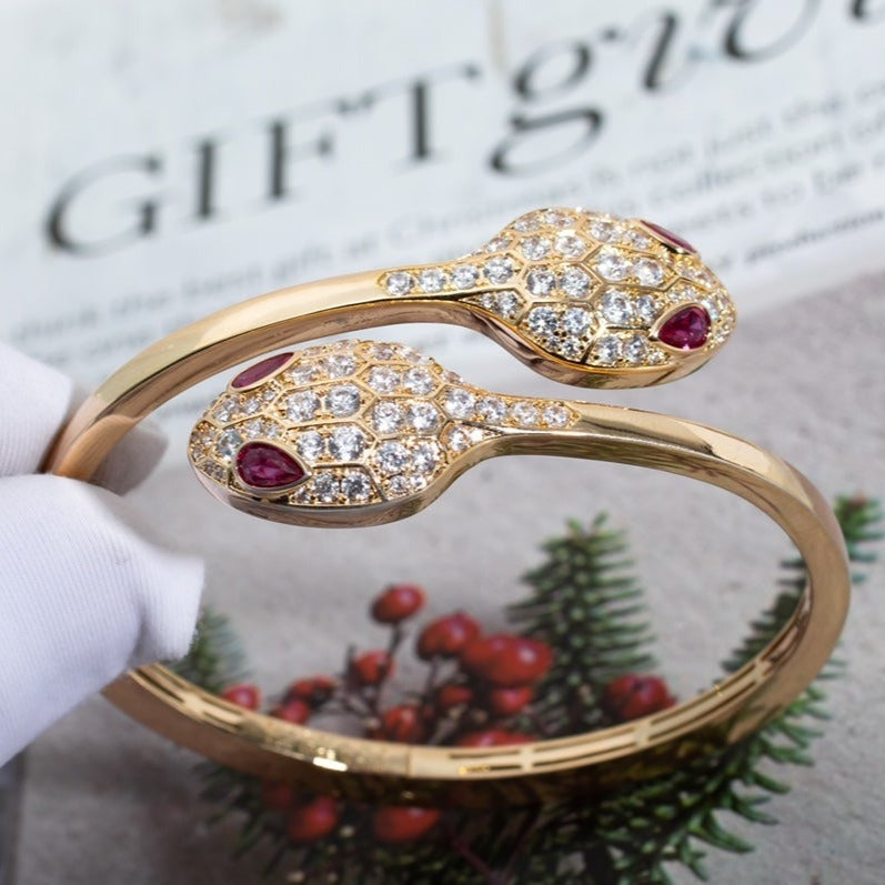 [⭐Hevara Jewelry]SERPENTI BRACELET PINK GOLD DIAMOND DOUBLE SNAKE
