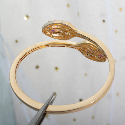 [⭐Hevara Jewelry]SERPENTI BRACELET PINK GOLD DIAMOND DOUBLE SNAKE