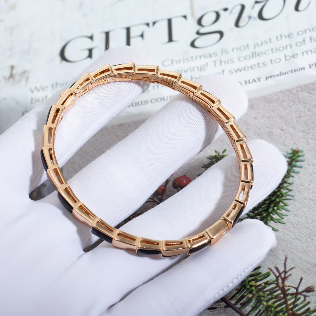 [⭐Hevara Jewelry]SERPENTI BRACELET PINK GOLD ONYX