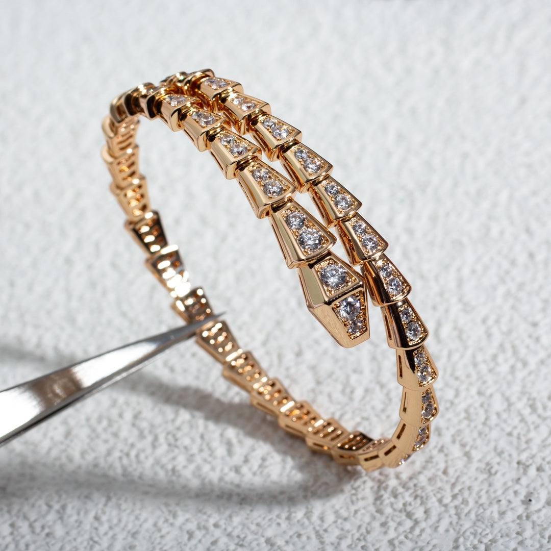[⭐Hevara Jewelry]SERPENTI BRACELET 6.8MM PINK GOLD DIAMOND