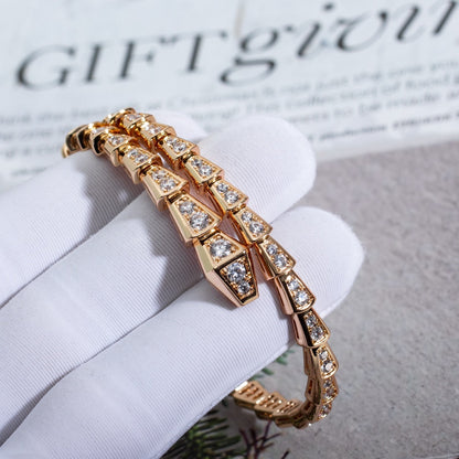 [⭐Hevara Jewelry]SERPENTI BRACELET 6.8MM PINK GOLD DIAMOND