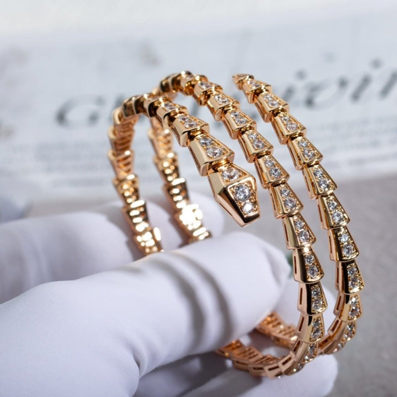 [⭐Hevara Jewelry]SERPENTI BRACELET PINK GOLD DIAMOND DOUBLE ROW