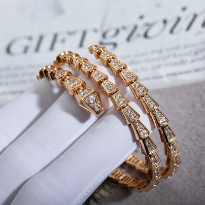[⭐Hevara Jewelry]SERPENTI BRACELET PINK GOLD DIAMOND DOUBLE ROW