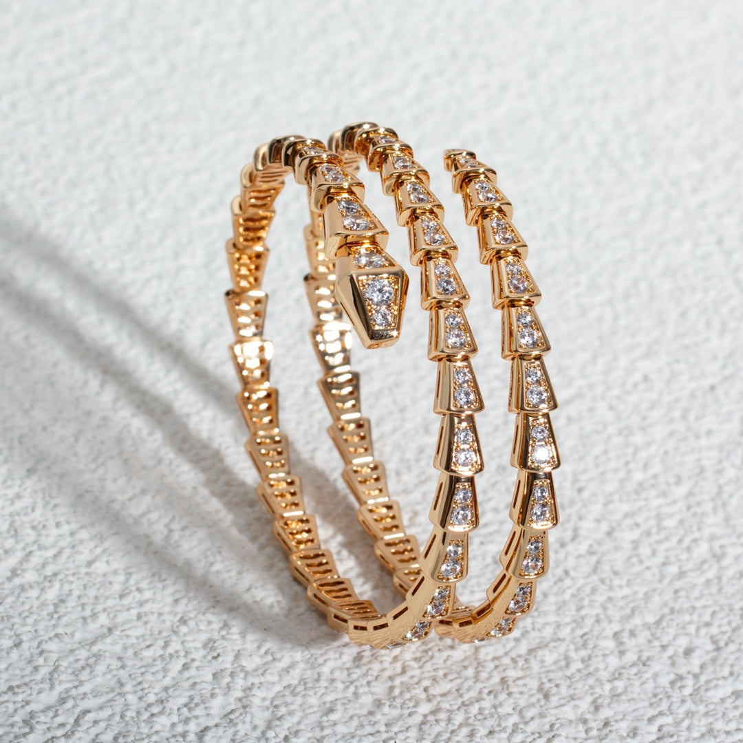 [⭐Hevara Jewelry]SERPENTI BRACELET PINK GOLD DIAMOND DOUBLE ROW