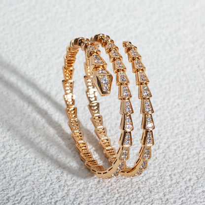 [⭐Hevara Jewelry]SERPENTI BRACELET PINK GOLD DIAMOND DOUBLE ROW
