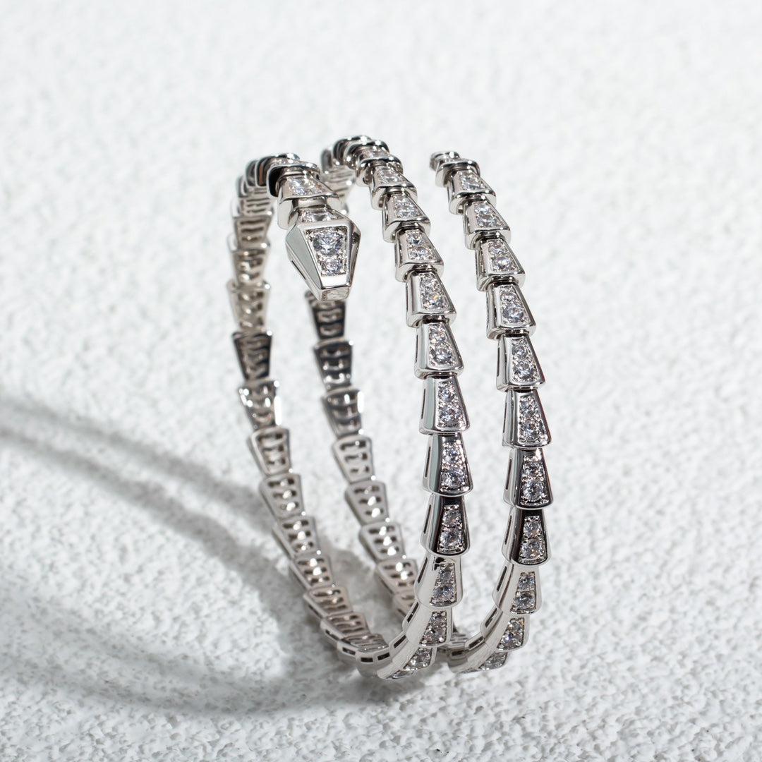 [⭐Hevara Jewelry]SERPENTI BRACELET SILVER DIAMOND DOUBLE ROW