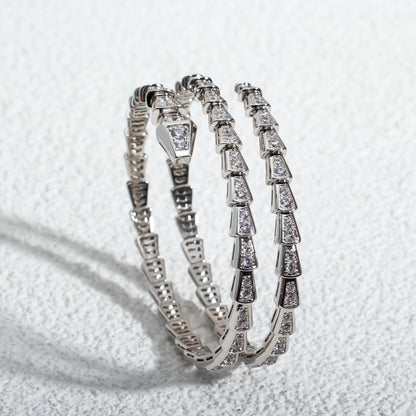 [⭐Hevara Jewelry]SERPENTI BRACELET SILVER DIAMOND DOUBLE ROW