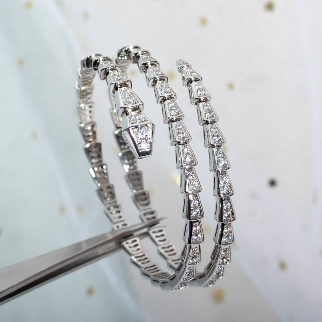 [⭐Hevara Jewelry]SERPENTI BRACELET SILVER DIAMOND DOUBLE ROW