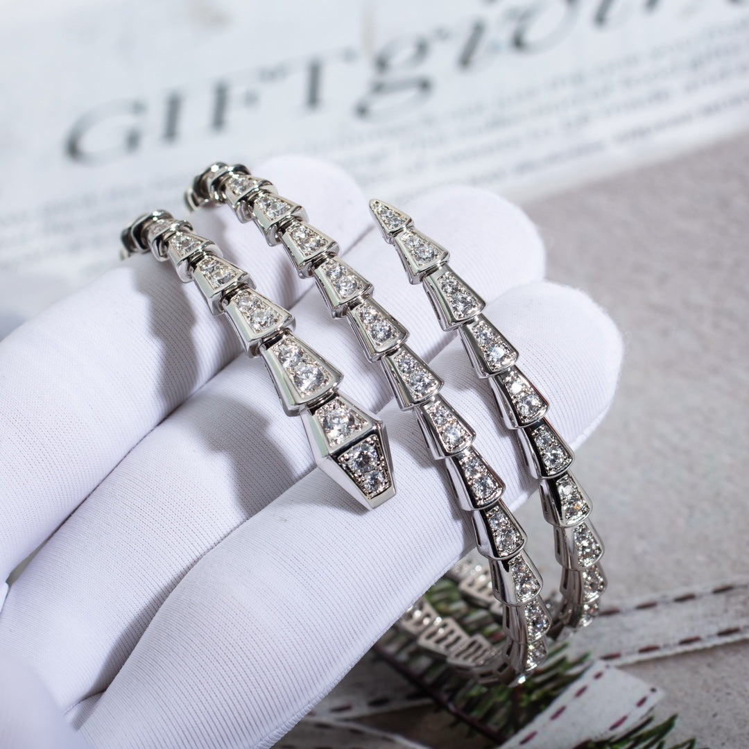 [⭐Hevara Jewelry]SERPENTI BRACELET SILVER DIAMOND DOUBLE ROW