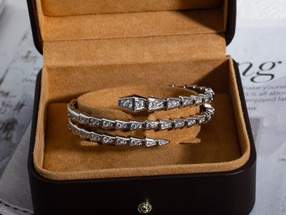 [⭐Hevara Jewelry]SERPENTI BRACELET SILVER DIAMOND DOUBLE ROW