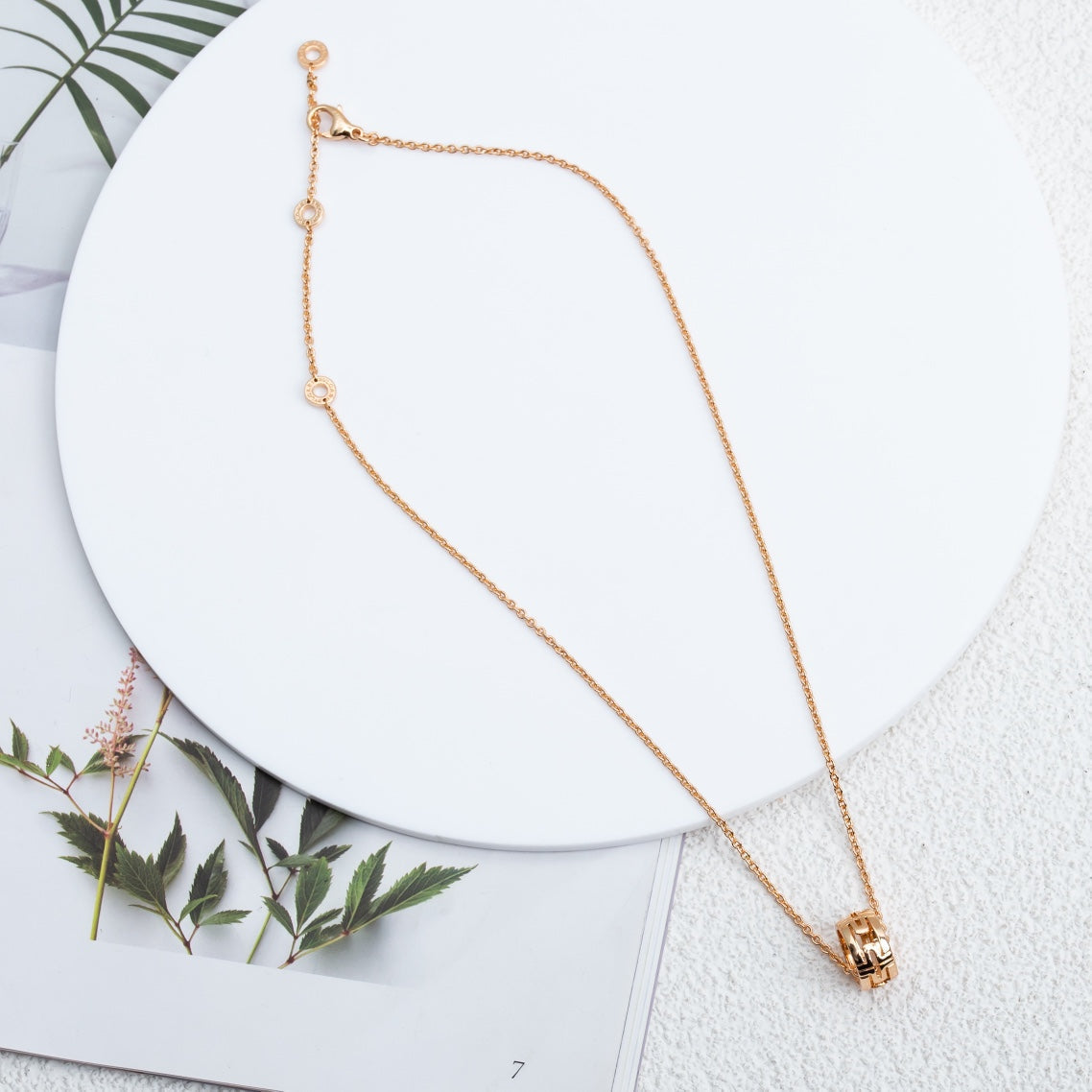 [⭐Hevara Jewelry]PARENTESI NECKLACE PINK GOLD