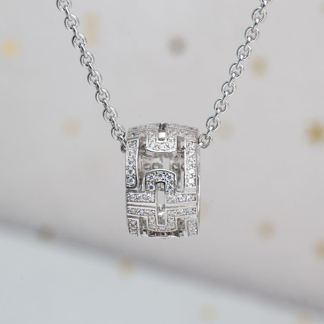 [⭐Hevara Jewelry]PARENTESI NECKLACE SILVER DIAMOND
