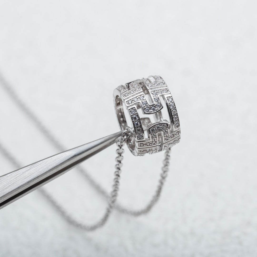 [⭐Hevara Jewelry]PARENTESI NECKLACE SILVER DIAMOND