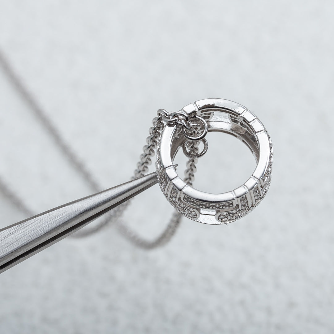 [⭐Hevara Jewelry]PARENTESI NECKLACE SILVER DIAMOND