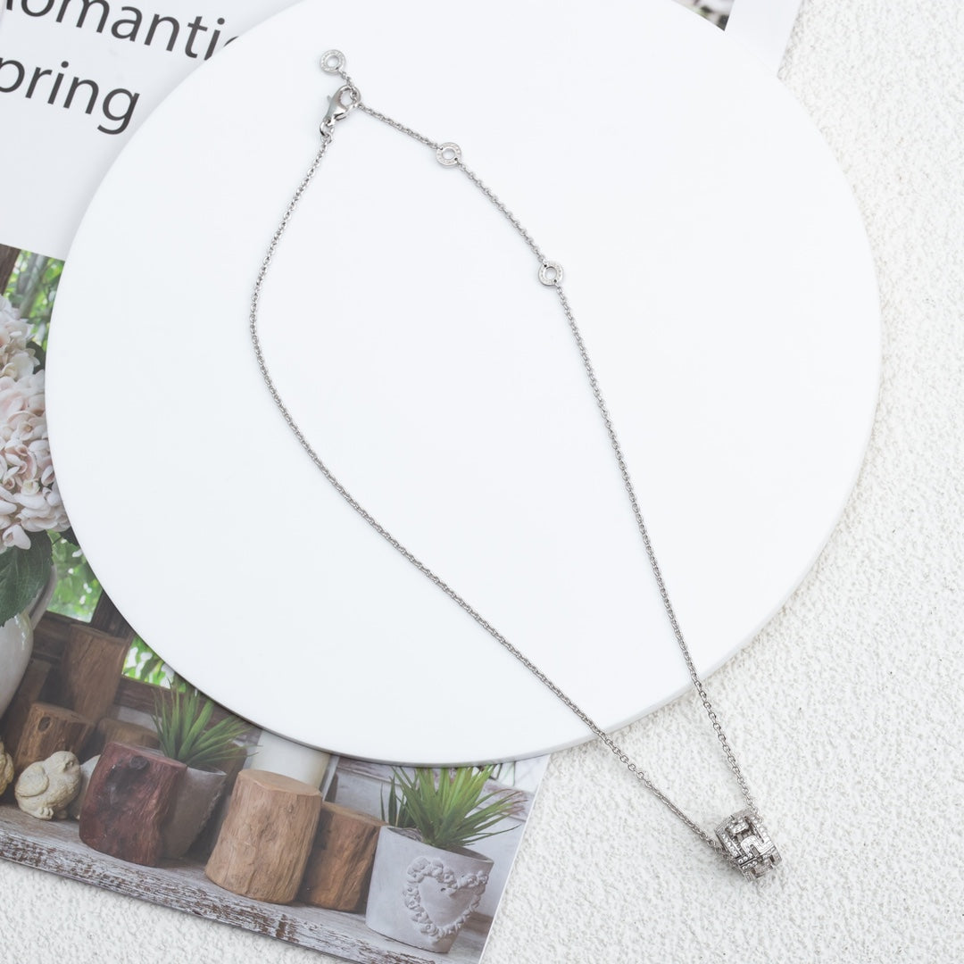 [⭐Hevara Jewelry]PARENTESI NECKLACE SILVER DIAMOND