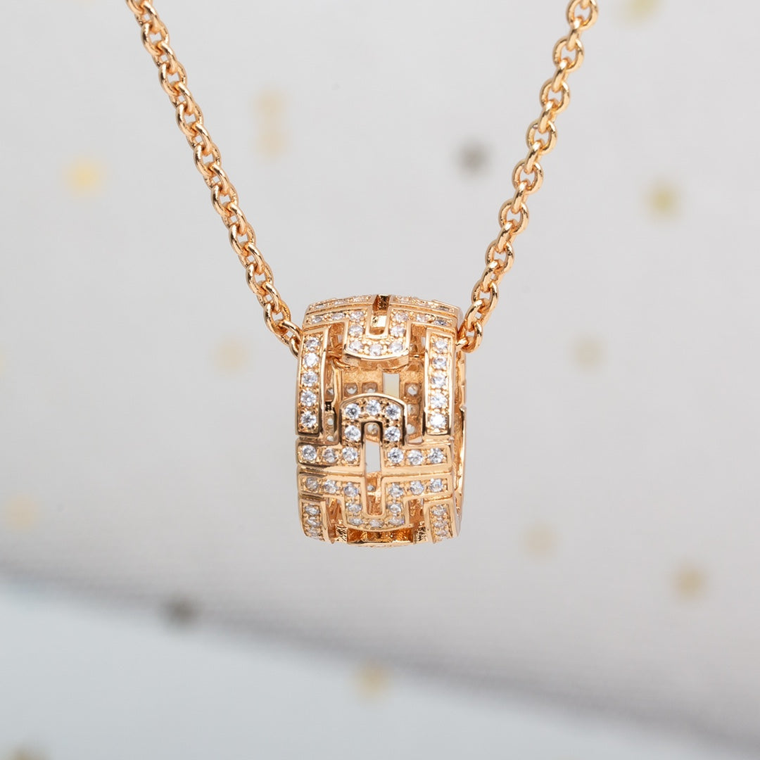 [⭐Hevara Jewelry]PARENTESI NECKLACE PINK GOLD DIAMOND