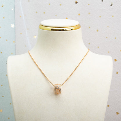 [⭐Hevara Jewelry]PARENTESI NECKLACE PINK GOLD DIAMOND