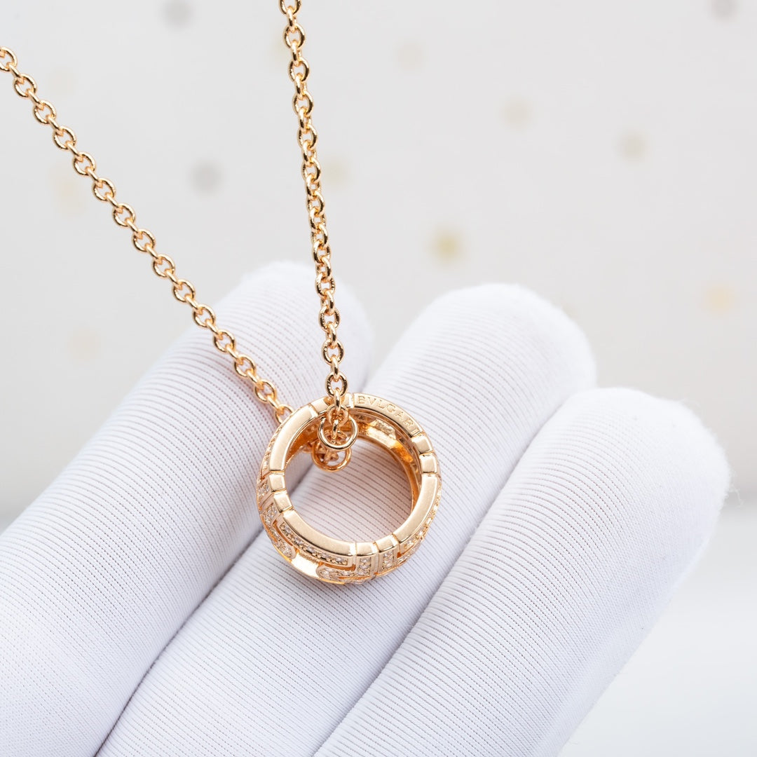 [⭐Hevara Jewelry]PARENTESI NECKLACE PINK GOLD DIAMOND