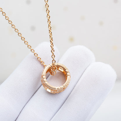 [⭐Hevara Jewelry]PARENTESI NECKLACE PINK GOLD DIAMOND