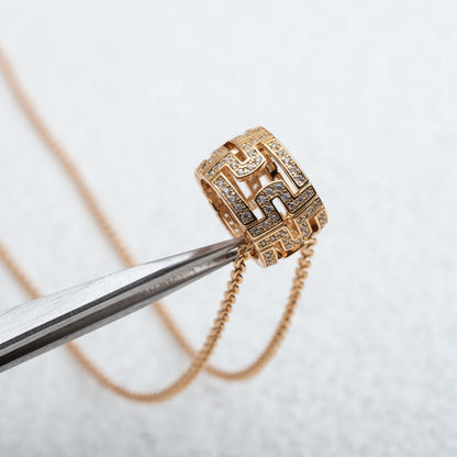 [⭐Hevara Jewelry]PARENTESI NECKLACE PINK GOLD DIAMOND