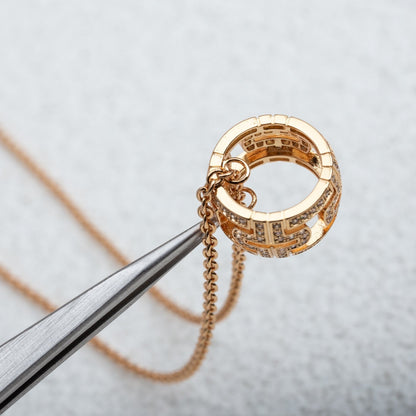 [⭐Hevara Jewelry]PARENTESI NECKLACE PINK GOLD DIAMOND