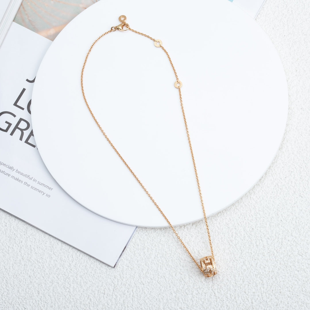 [⭐Hevara Jewelry]PARENTESI NECKLACE PINK GOLD DIAMOND