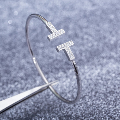 [Hevara Jewelry]T BRACELET 1.8MM DIAMOND SILVER
