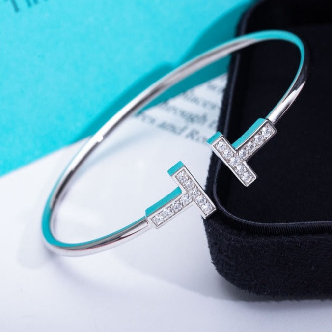 [Hevara Jewelry]T BRACELET 1.8MM DIAMOND SILVER