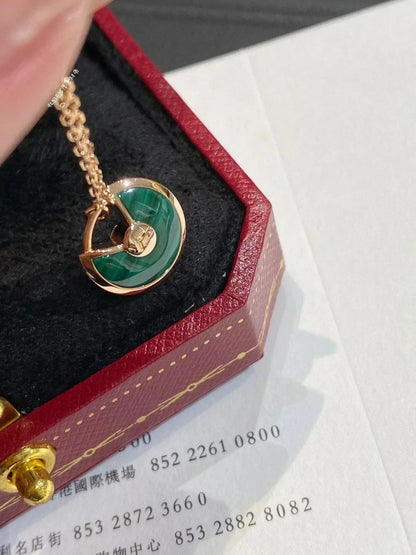 [⭐Hevara Jewelry]AMULETTE ROSE GOLD MALACHITE NECKLACE