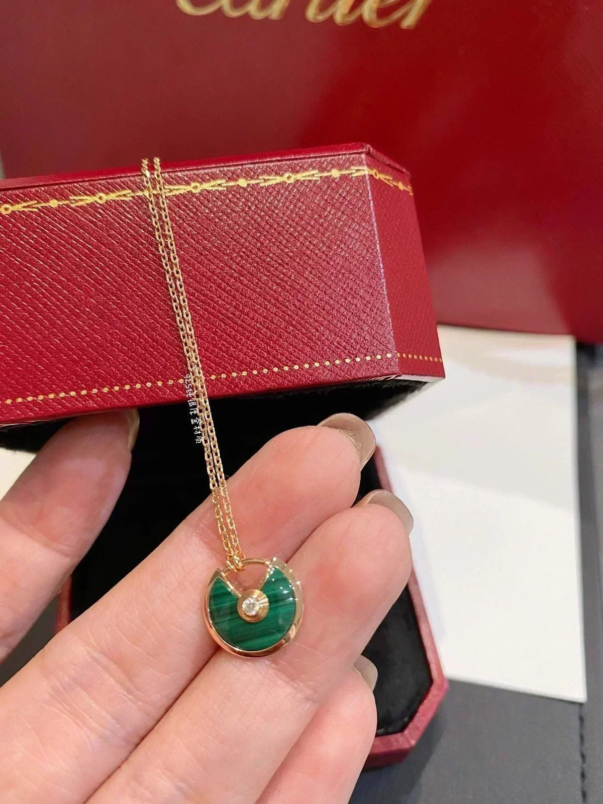 [⭐Hevara Jewelry]AMULETTE ROSE GOLD MALACHITE NECKLACE