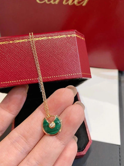 [⭐Hevara Jewelry]AMULETTE ROSE GOLD MALACHITE NECKLACE