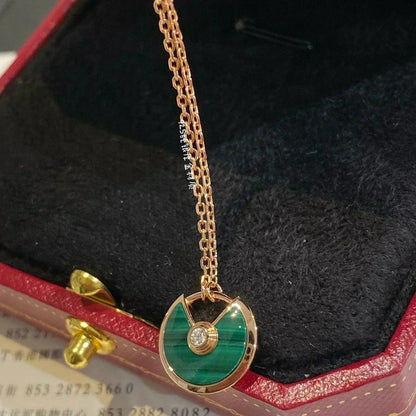 [⭐Hevara Jewelry]AMULETTE ROSE GOLD MALACHITE NECKLACE