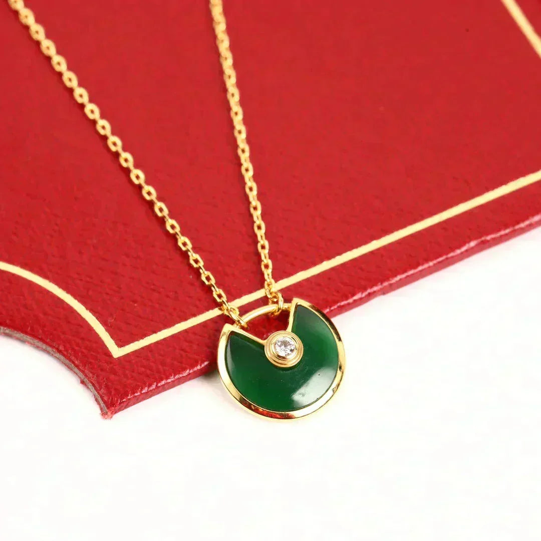 [⭐Hevara Jewelry]AMULETTE GOLD MALACHITE NECKLACE