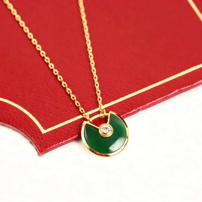 [⭐Hevara Jewelry]AMULETTE GOLD MALACHITE NECKLACE