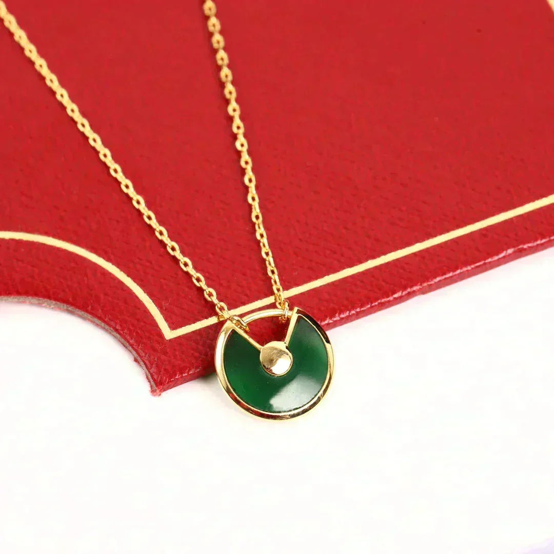 [⭐Hevara Jewelry]AMULETTE GOLD MALACHITE NECKLACE