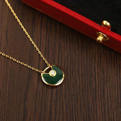 [⭐Hevara Jewelry]AMULETTE GOLD MALACHITE NECKLACE