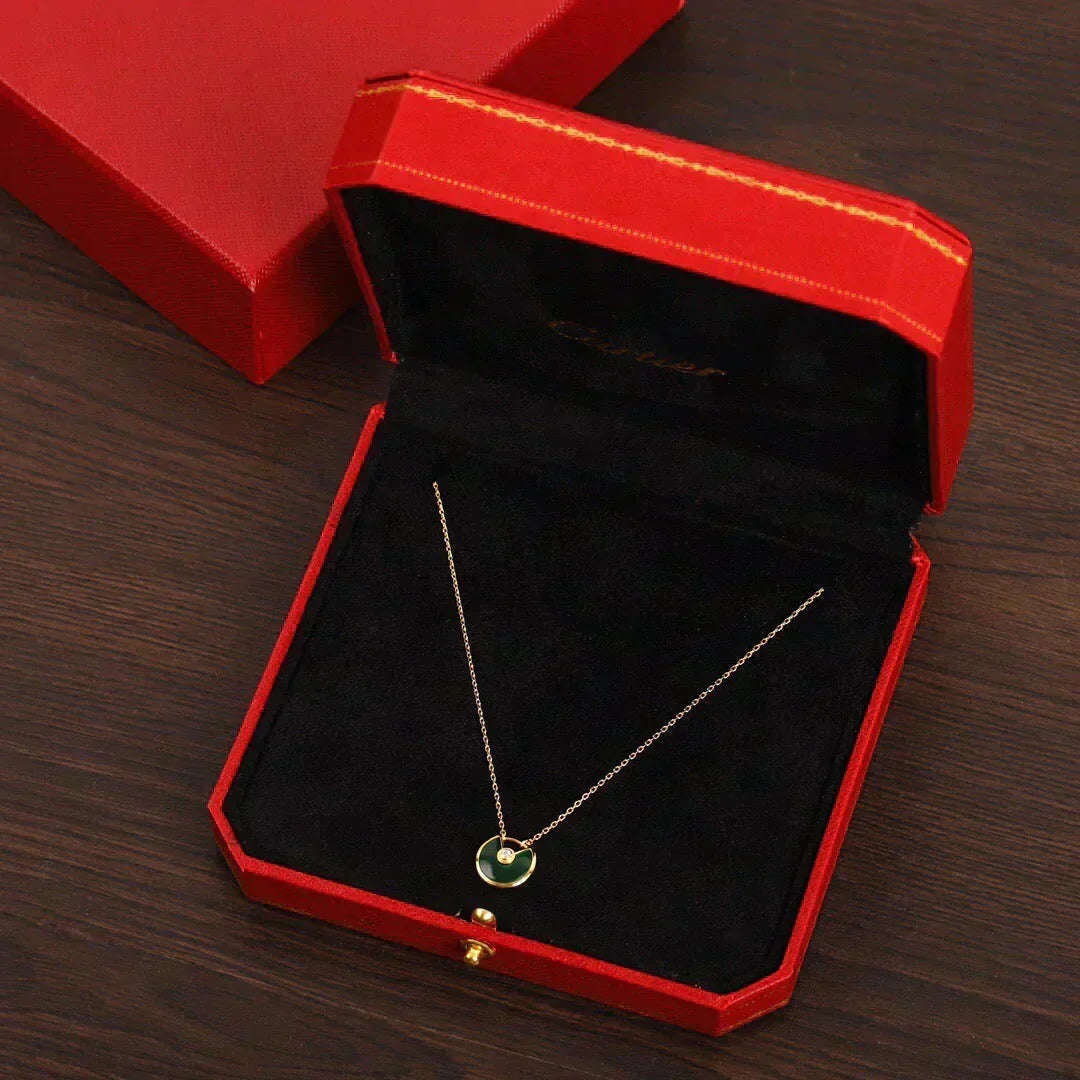 [⭐Hevara Jewelry]AMULETTE GOLD MALACHITE NECKLACE