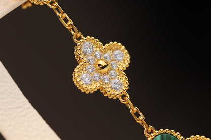[⭐Hevara Jewelry]CLOVER EARRINGS GOLD MALACHITE DIAMOND 3 MOTIF