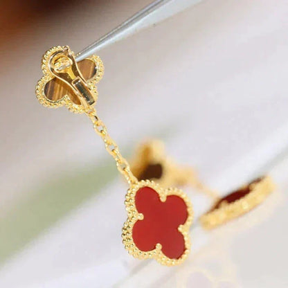 [⭐Hevara Jewelry]CLOVER  2 MOTIF  TIGER EYE CARNELIAN EARRINGS