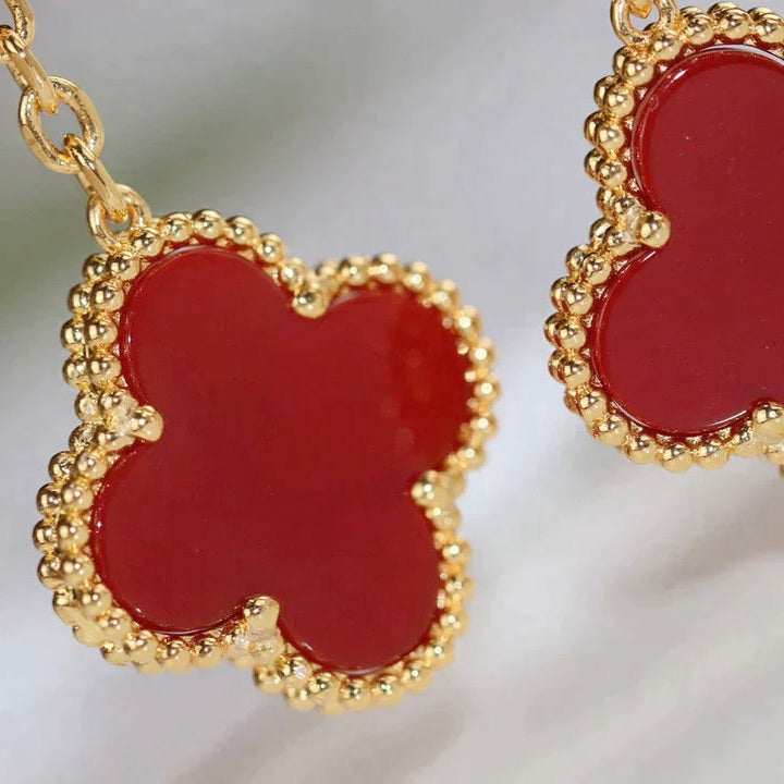 [⭐Hevara Jewelry]CLOVER  2 MOTIF  TIGER EYE CARNELIAN EARRINGS