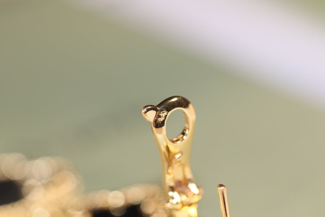 [⭐Hevara Jewelry]CLOVER EARRINGS GOLD ONYX MOP 3 MOTIF