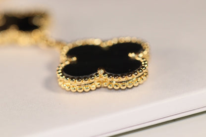[⭐Hevara Jewelry]CLOVER EARRINGS GOLD ONYX MOP 3 MOTIF
