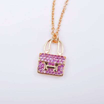 [⭐Hevara Jewelry]CONSTANCE PEDANT PURPLE DIAMOND NECKLACE