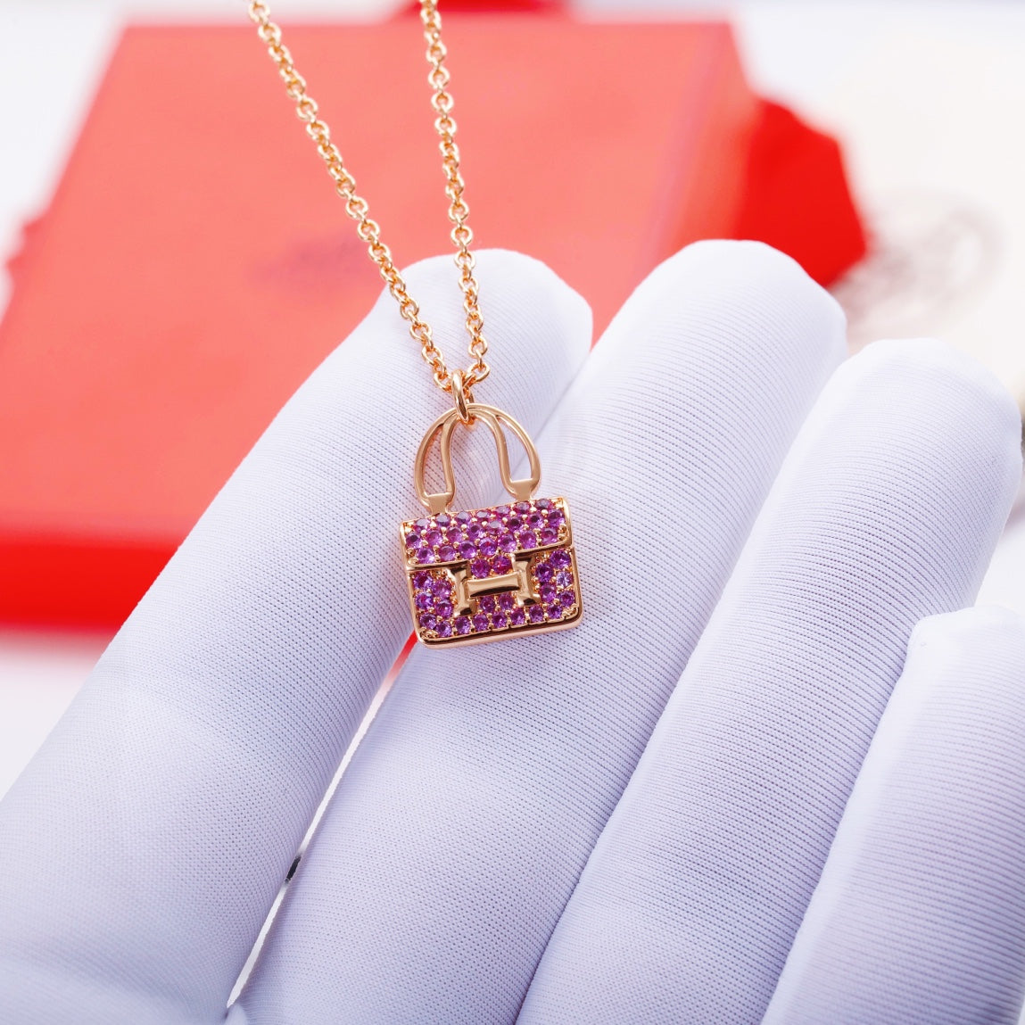 [⭐Hevara Jewelry]CONSTANCE PEDANT PURPLE DIAMOND NECKLACE