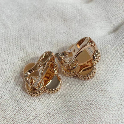 [⭐Hevara Jewelry]CLOVER MEDIUM 1 MOTIFS CARNELIAN  DIAMOND earrings
