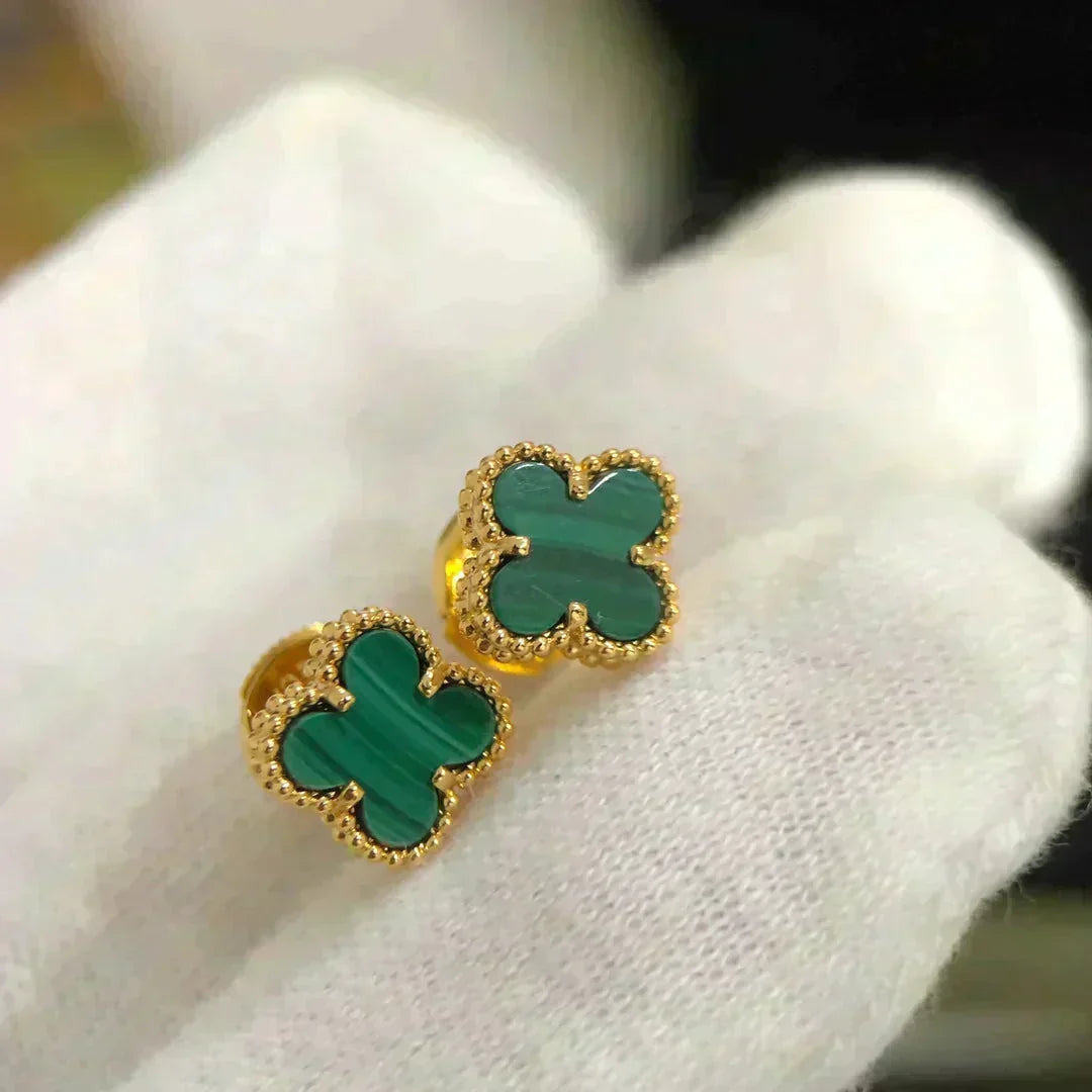 [⭐Hevara Jewelry]CLOVER MINI 9.5MM MALACHITE  EARRINGS