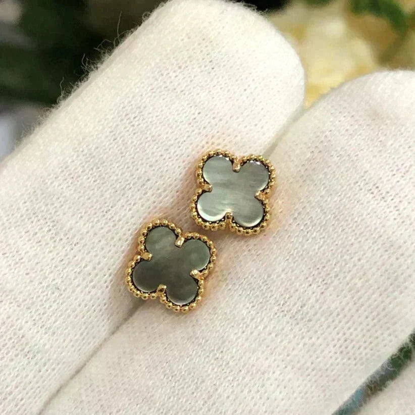 [⭐Hevara Jewelry]CLOVER MINI 9.5MM GRAY MOP EARRINGS